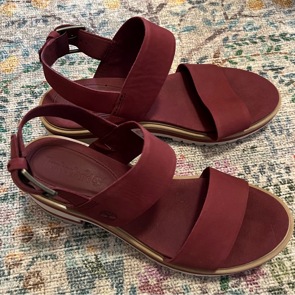 Timberland burgundy Violet Marsh two strap sandals size 8.5